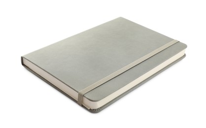 Photo of Closed grey office notebook isolated on white