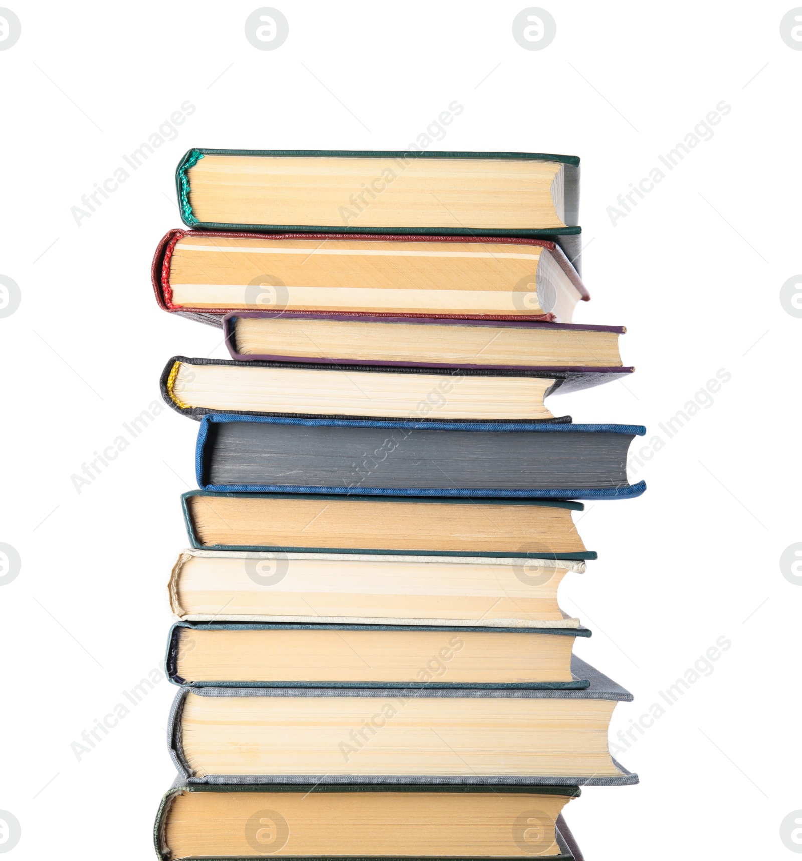 Photo of Stack of hardcover books on white background