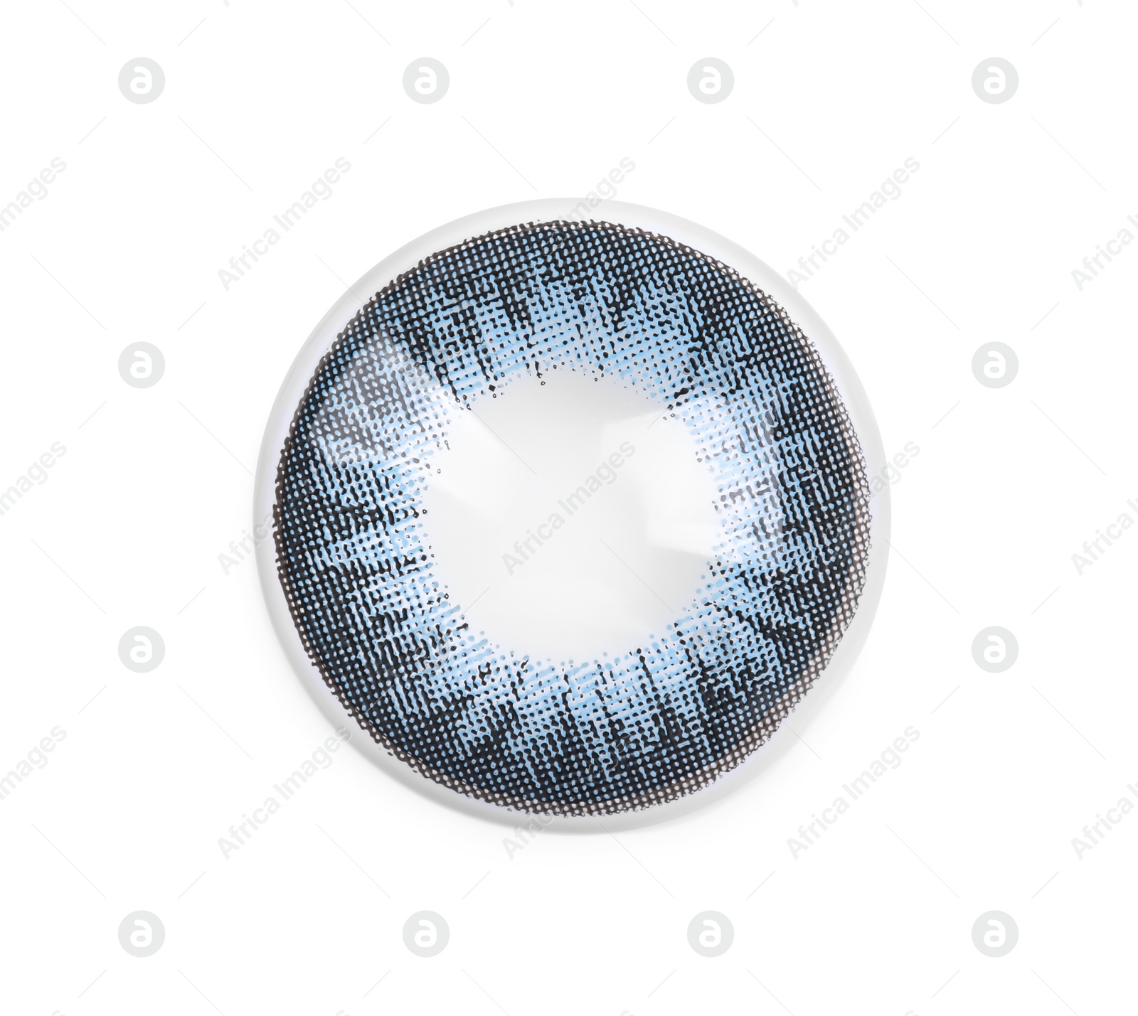 Photo of Blue contact lens isolated on white, top view