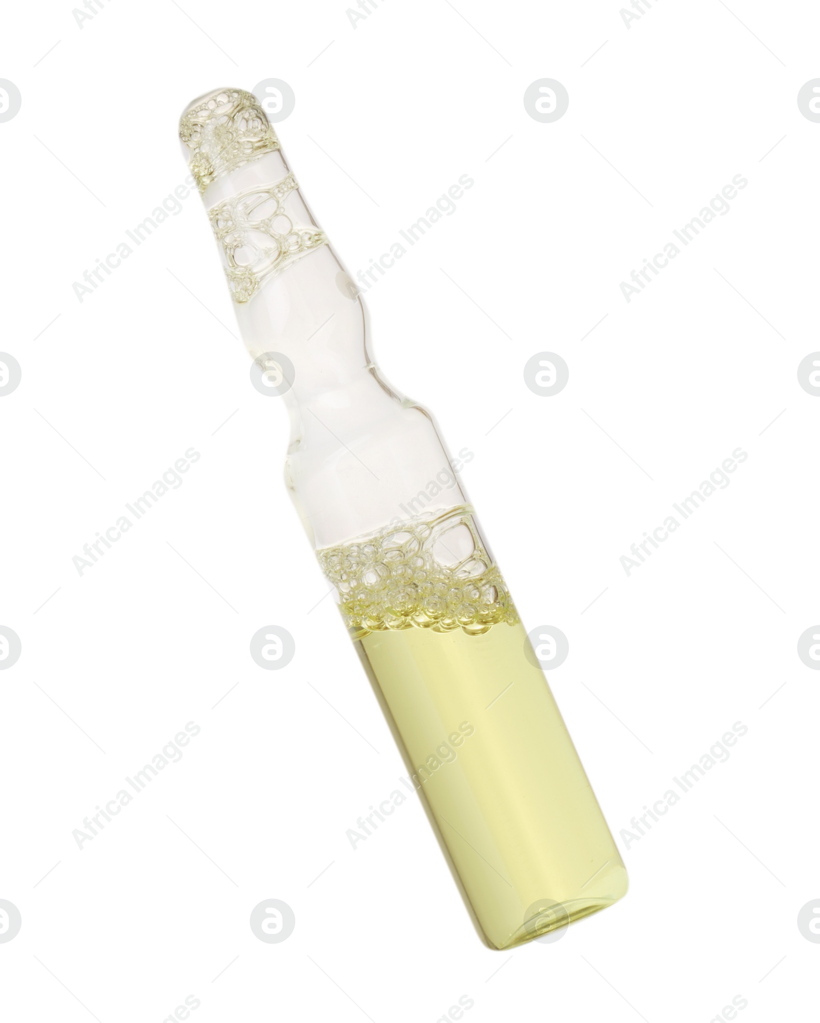 Photo of Glass ampoule with liquid isolated on white