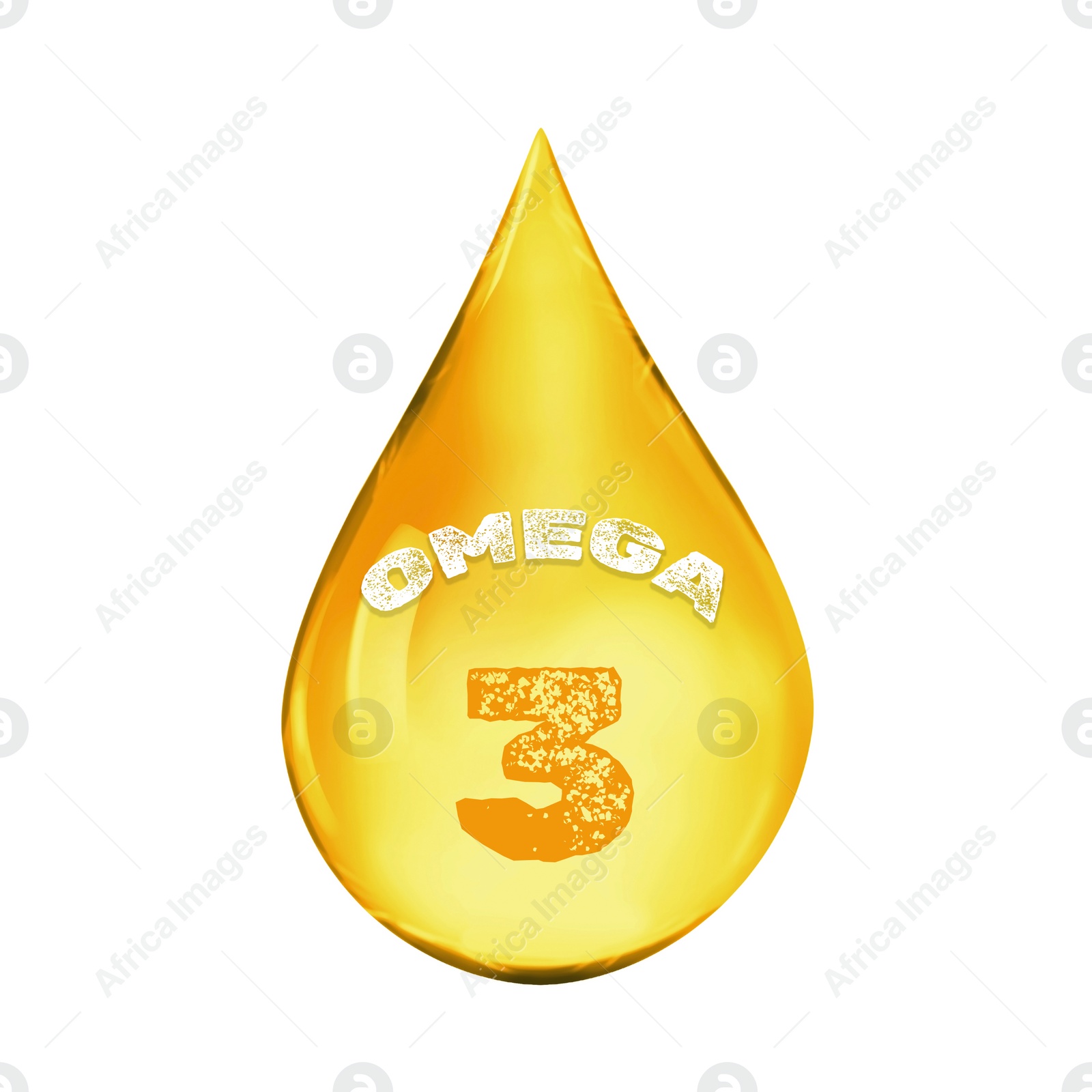 Image of Golden Omega 3 oil drop isolated on white