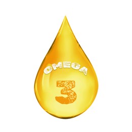 Image of Golden Omega 3 oil drop isolated on white