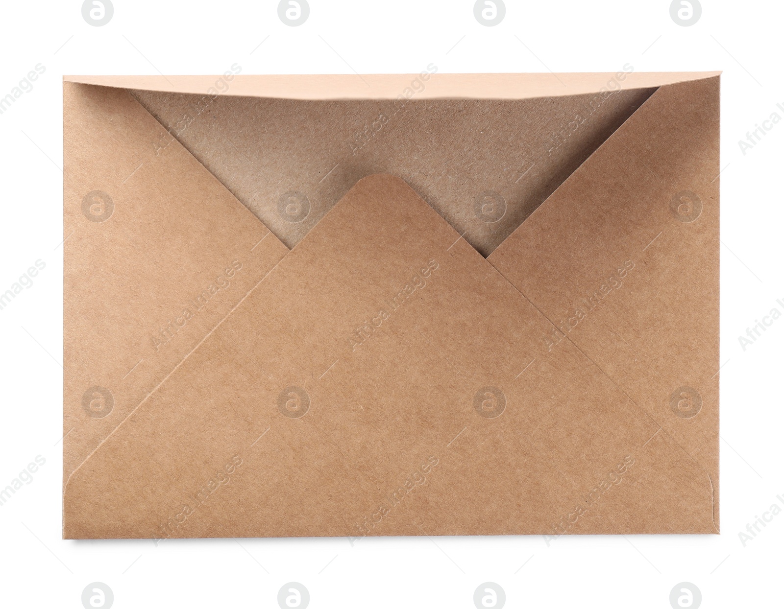 Photo of One kraft letter envelope isolated on white