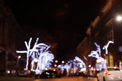 Beautiful street lights at night. Bokeh effect