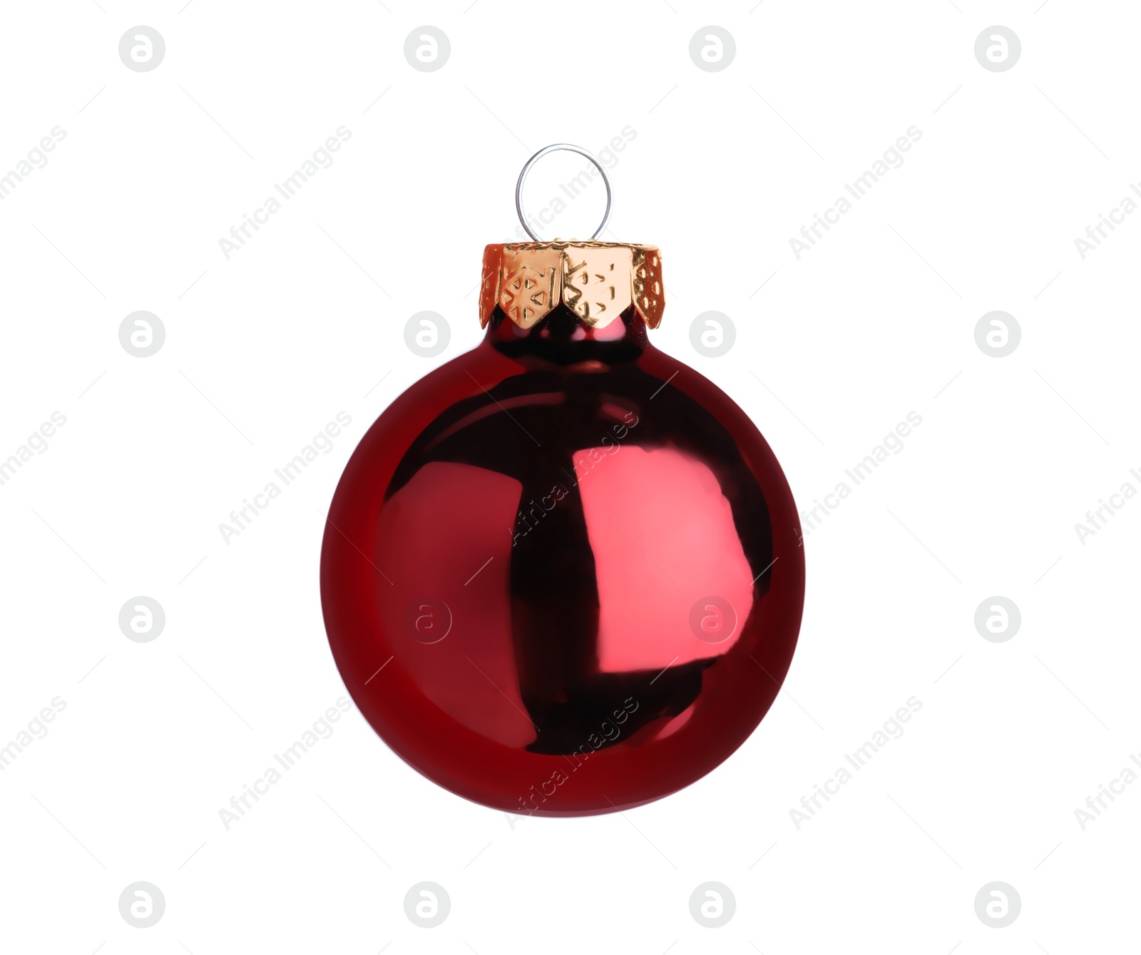 Photo of Beautiful red Christmas ball isolated on white