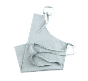 Light grey apron with pattern isolated on white, top view