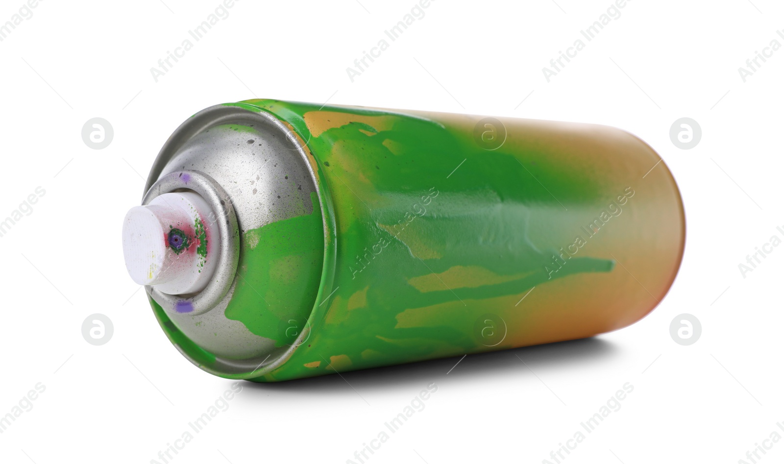 Photo of Used can of spray paint isolated on white. Graffiti supply