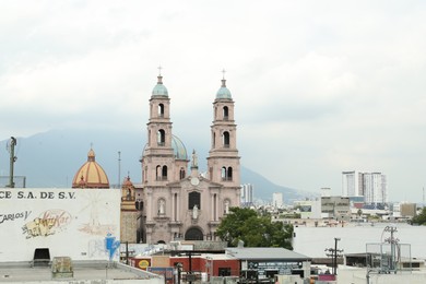 Monterrey (Nuevo Leon), Mexico – September 15, 2022: Beautiful view of Templos de Dolores and Perpetuo Socorro churches