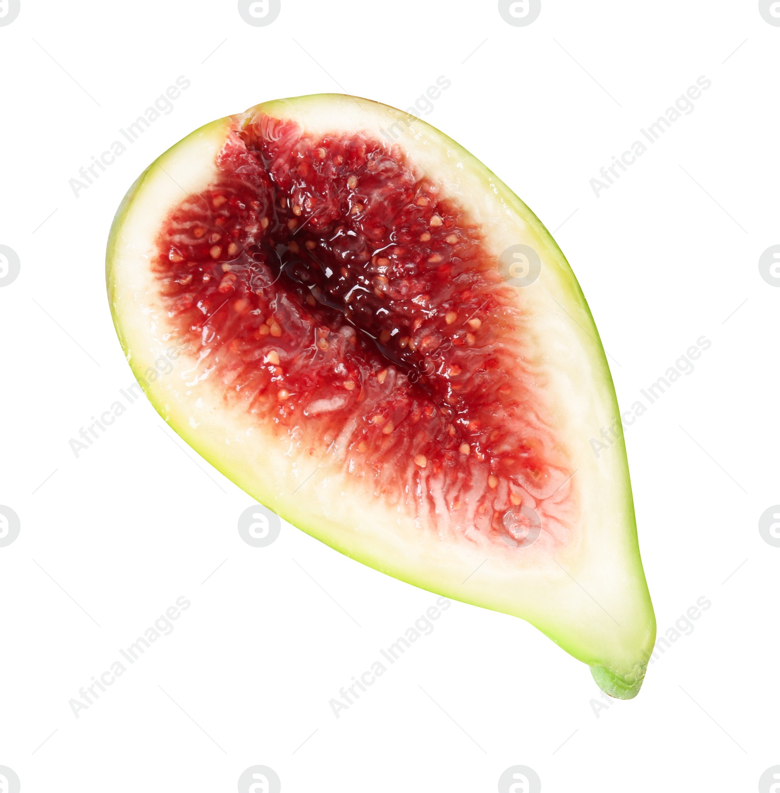 Photo of Half of fresh green fig isolated on white