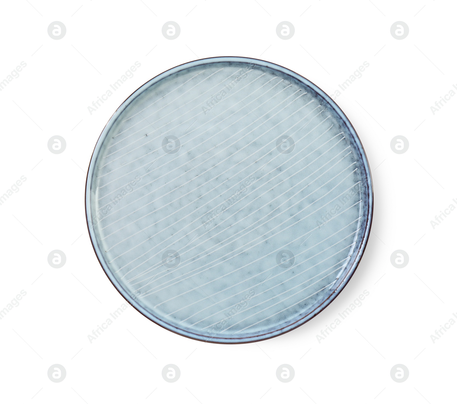 Photo of One clean ceramic plate isolated on white, top view