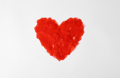 Photo of Heart made of decorative elements on white background, top view