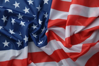 Flag of USA as background, top view