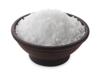 Natural salt in bowl isolated on white