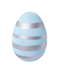 One striped Easter egg isolated on white