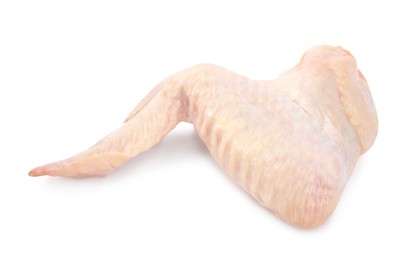 Photo of Raw chicken wing isolated on white. Fresh meat