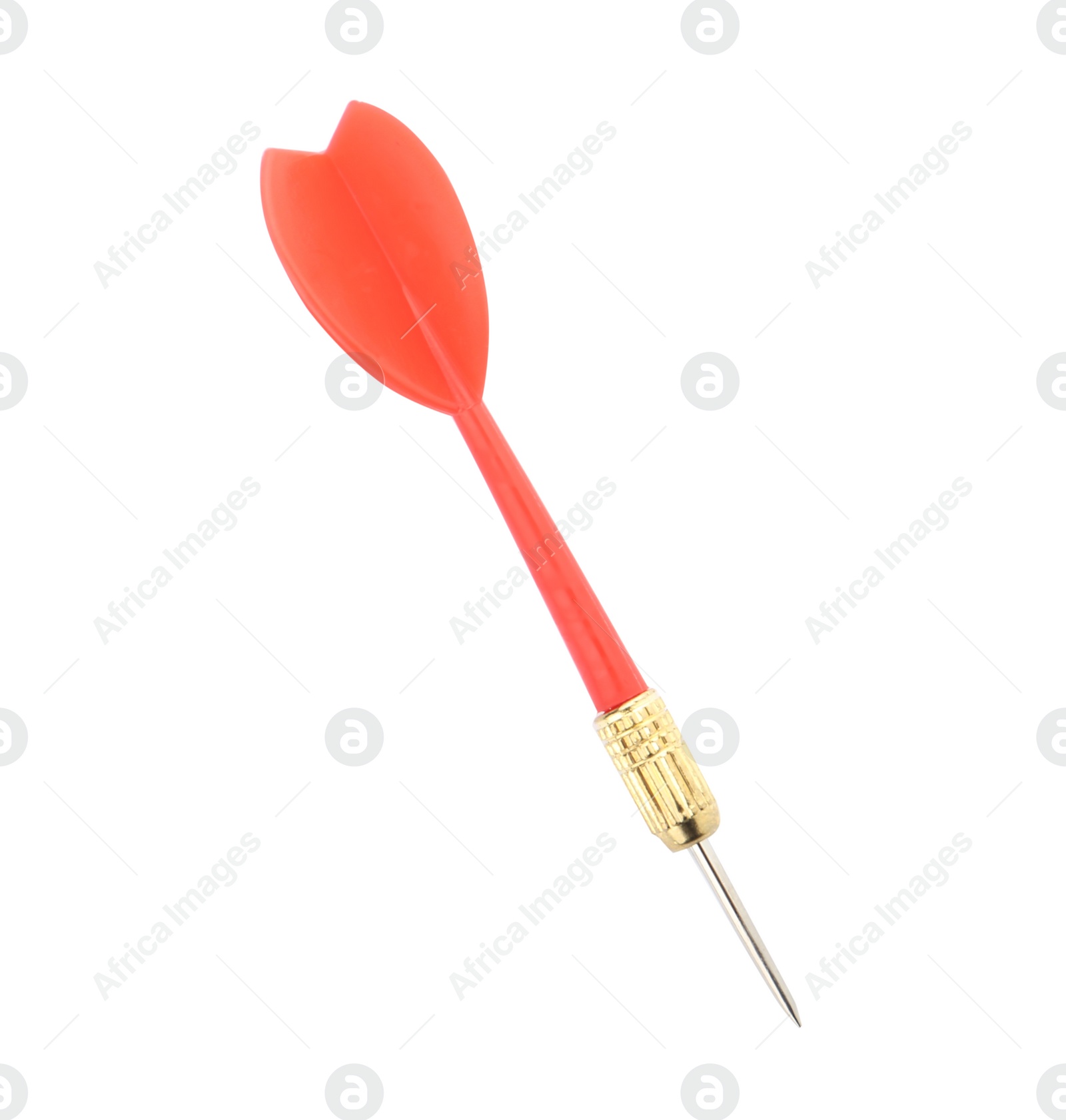 Photo of Single sharp red dart isolated on white