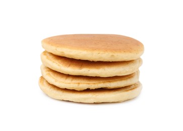 Stack of tasty pancakes isolated on white