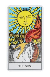 The Sun isolated on white. Tarot card