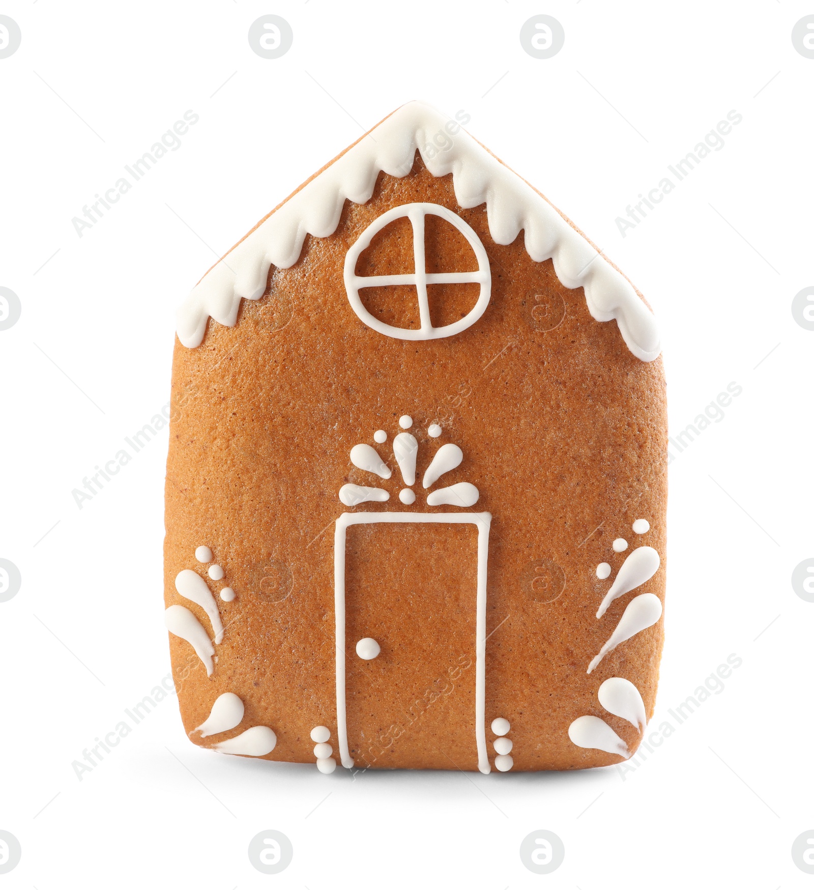 Photo of House shaped Christmas cookie isolated on white