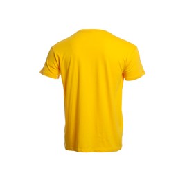 Mannequin with yellow men's t-shirt isolated on white. Mockup for design