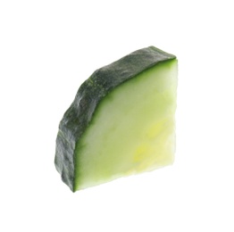 Piece of fresh cucumber on white background