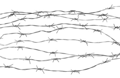 Image of Double twist barbed wire isolated on white, set