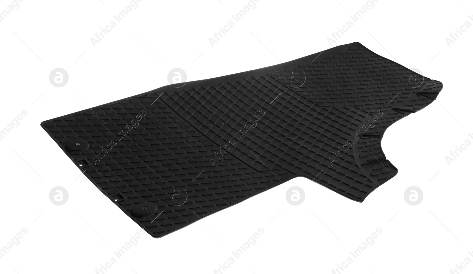 Photo of Black rubber car mat isolated on white