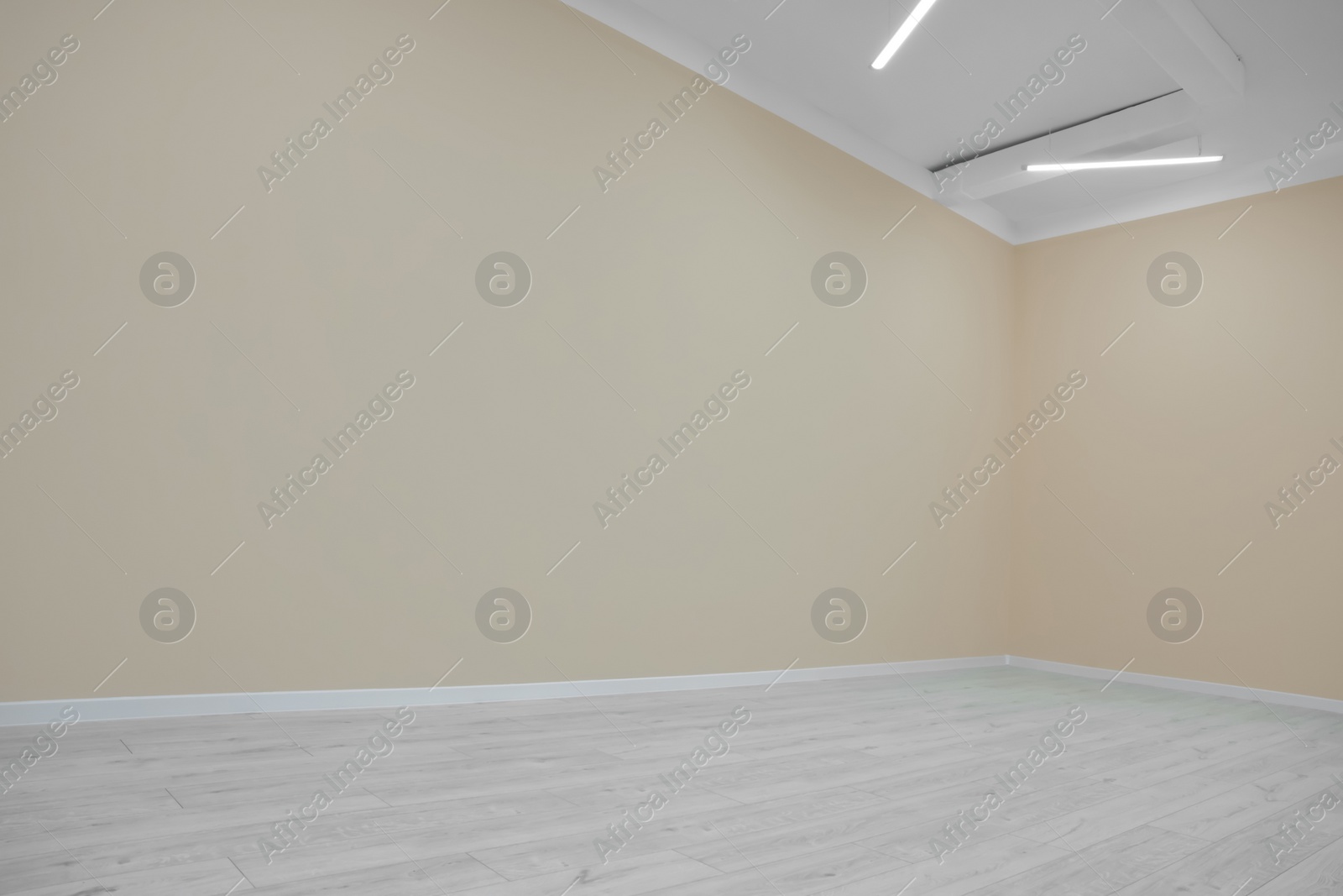 Photo of Empty renovated room with clean beige walls
