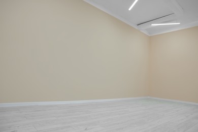 Empty renovated room with clean beige walls