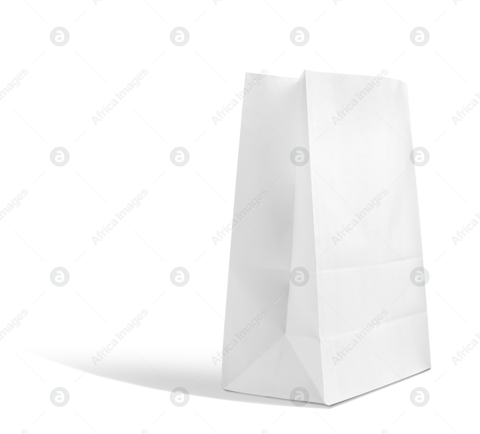 Image of New open paper bag on white background