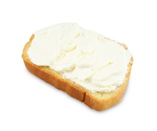 Bread with cream cheese isolated on white