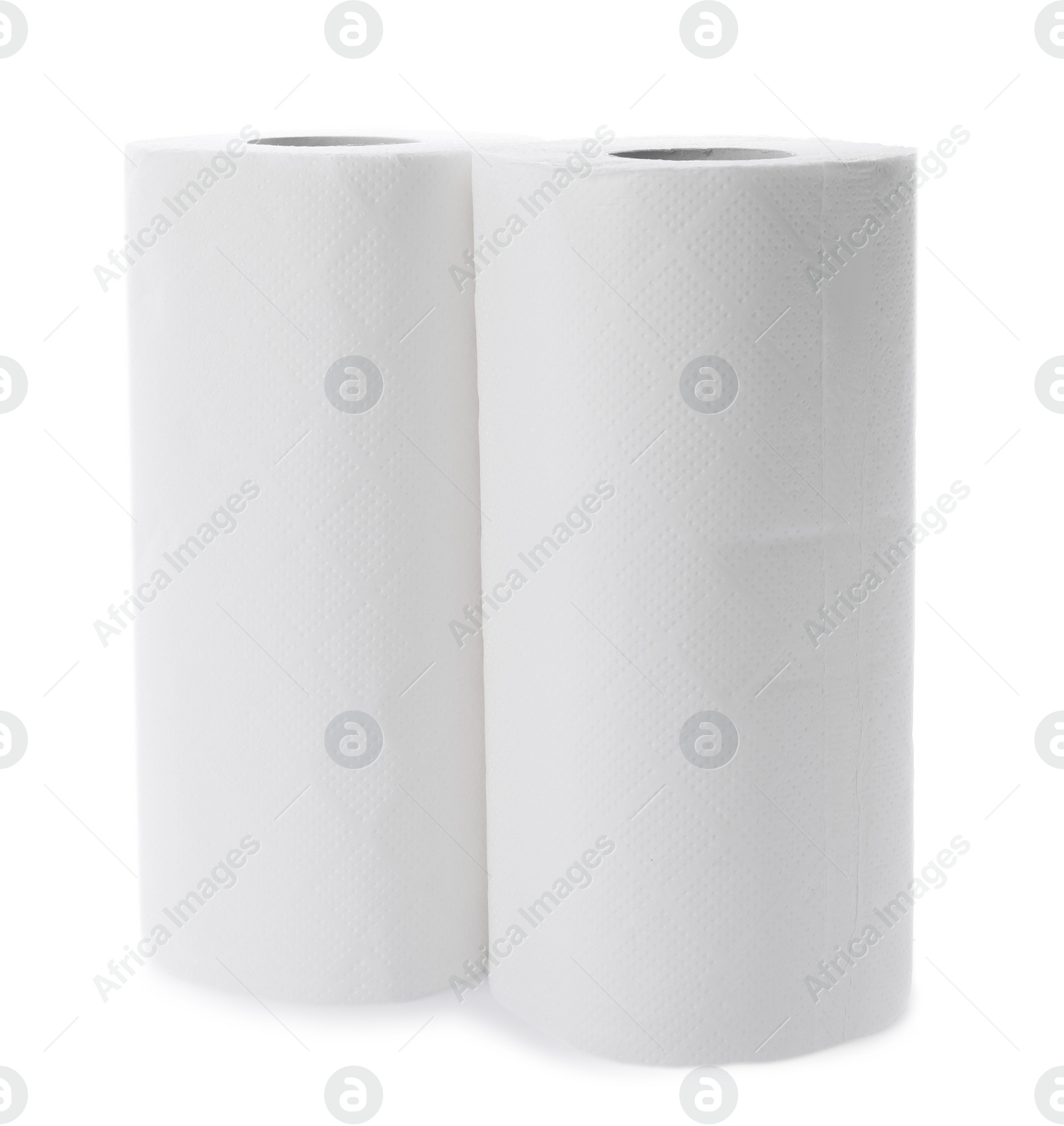 Photo of Rolls of paper towels isolated on white