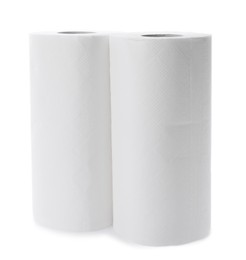 Photo of Rolls of paper towels isolated on white