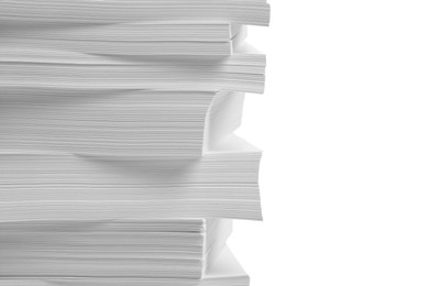 Photo of Stack of paper sheets on white background