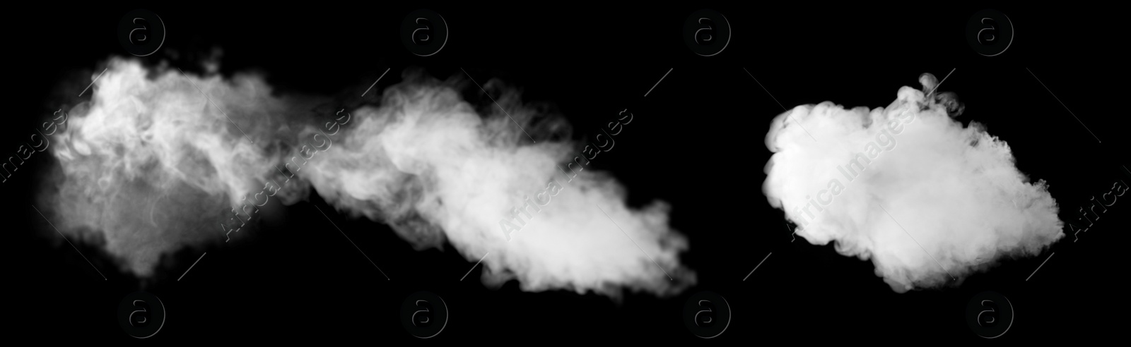 Image of Collection of white smoke on black background