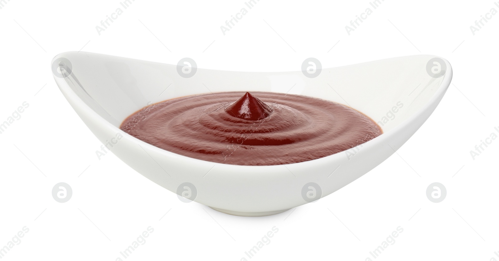 Photo of Tasty barbecue sauce in bowl isolated on white