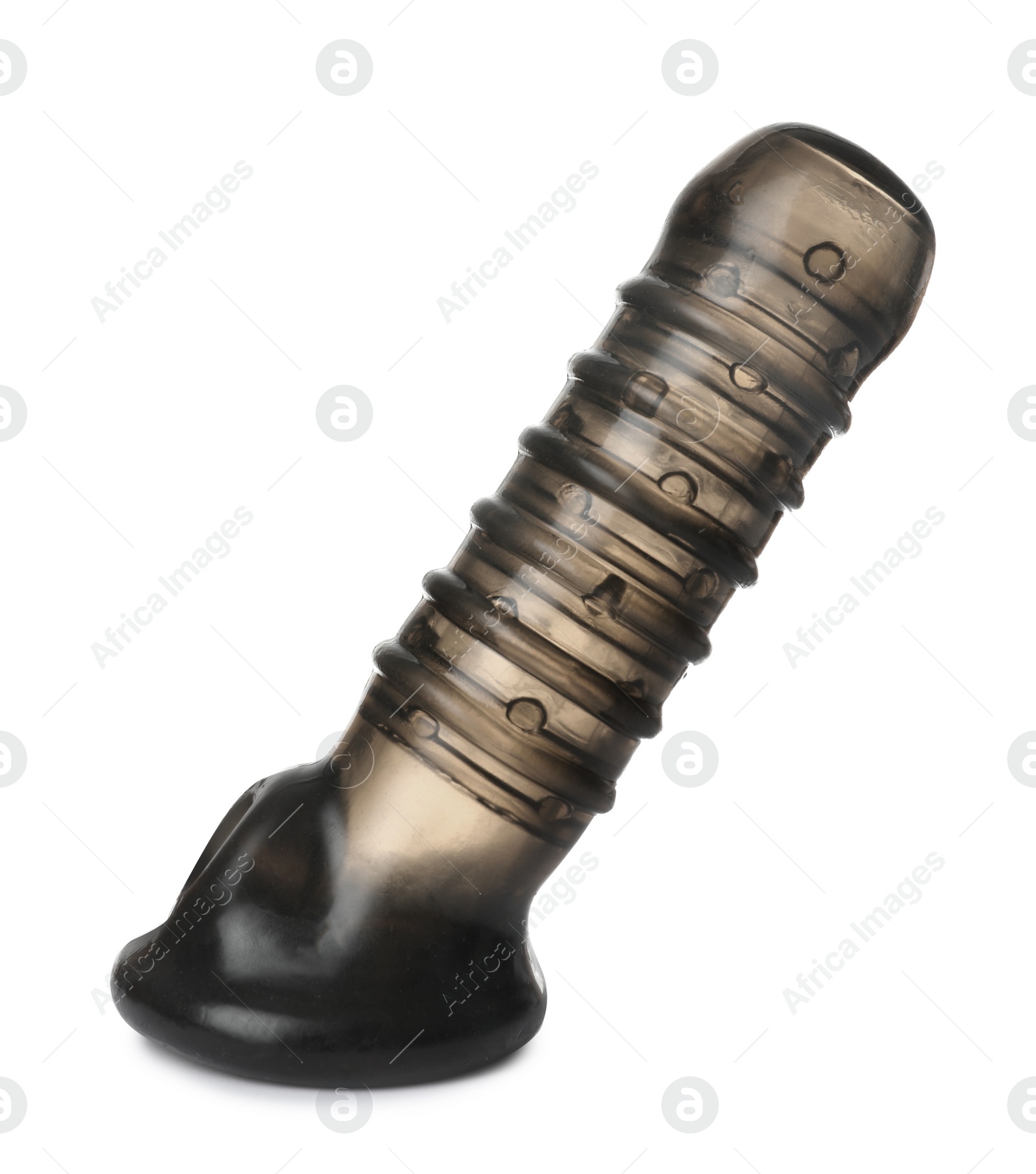 Photo of Black dildo on white background. Sex toy