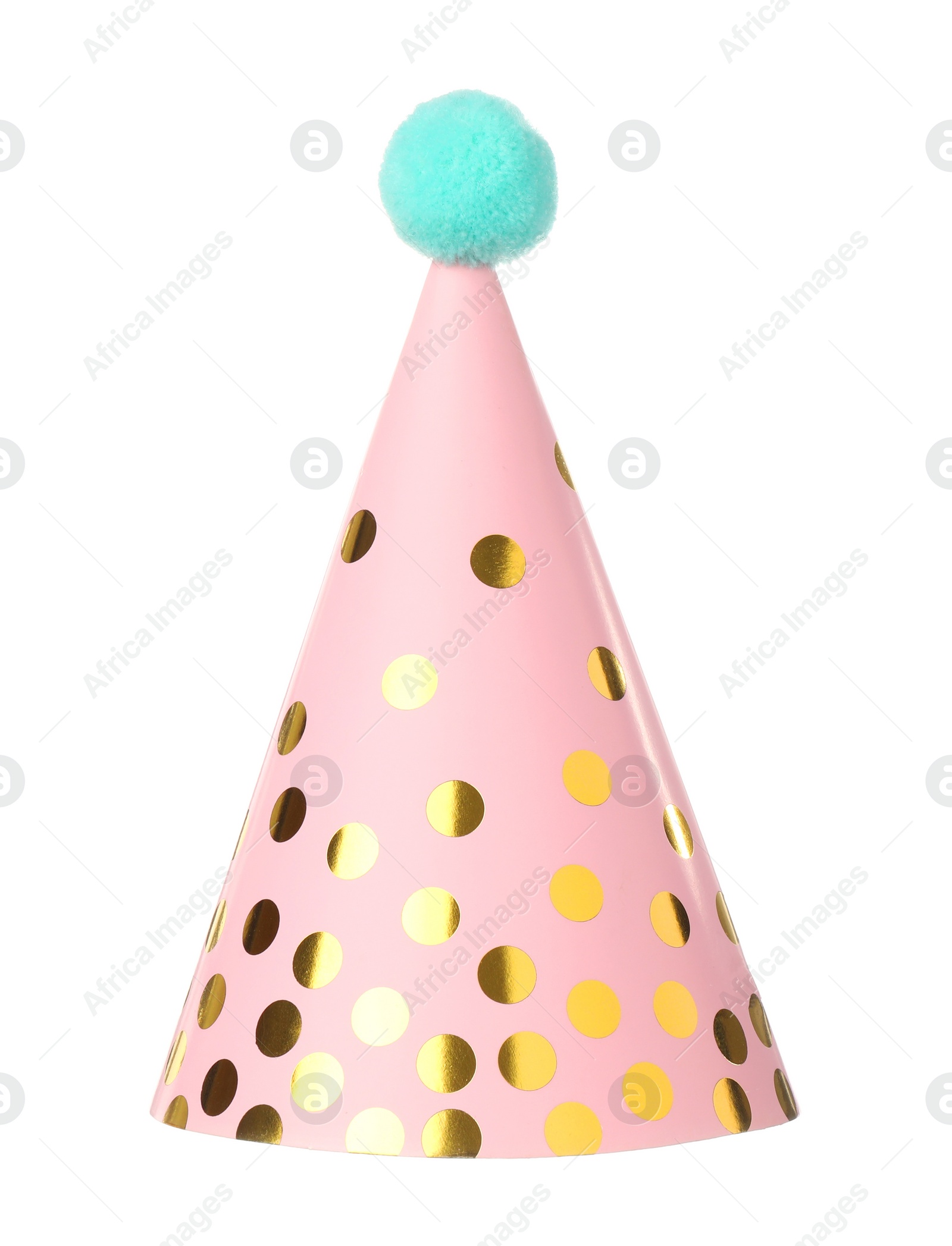 Photo of One pink party hat isolated on white