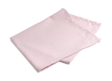 Pink fabric napkin folded on white background