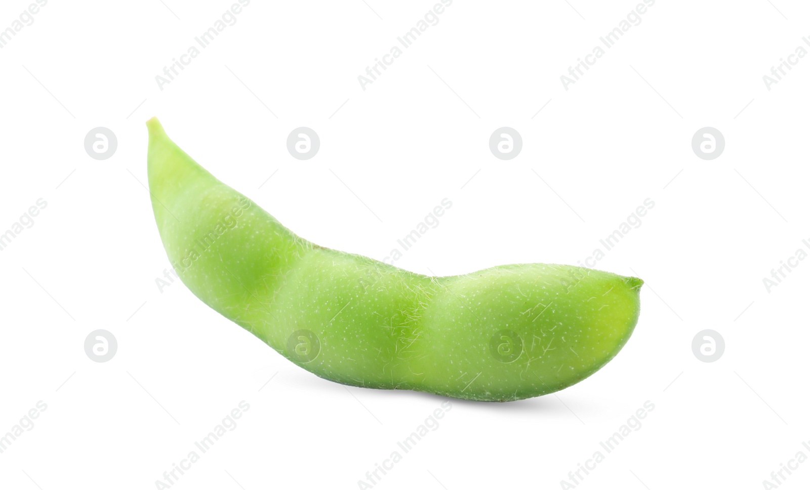 Photo of Raw green edamame pod on white background