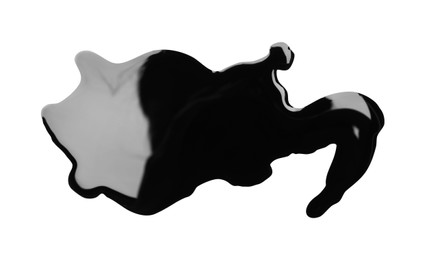 Photo of Blots of black paint on white background