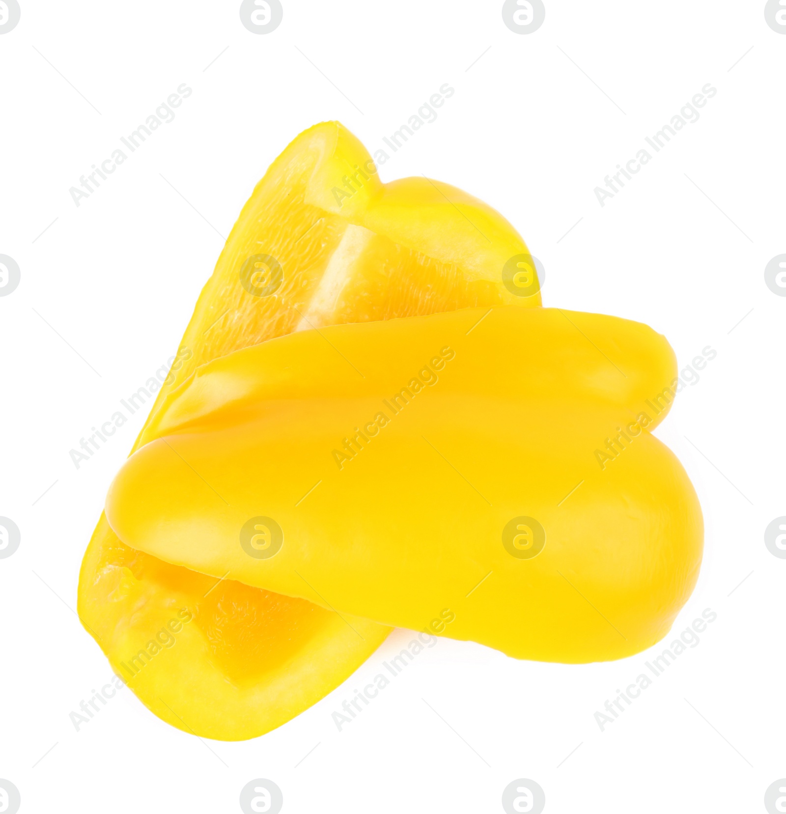 Photo of Cut yellow bell pepper isolated on white