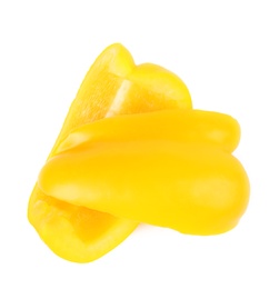 Cut yellow bell pepper isolated on white