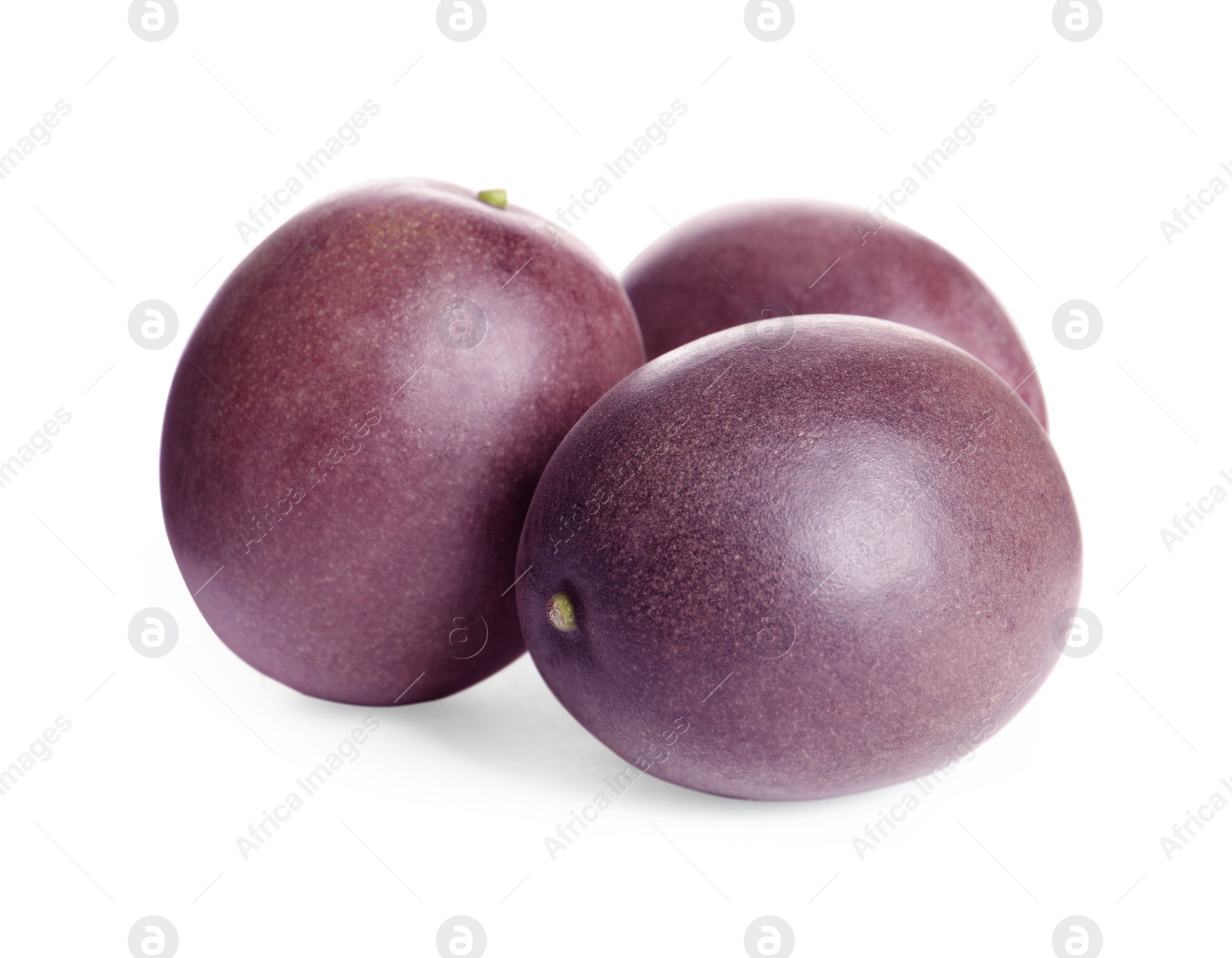 Photo of Delicious ripe passion fruits on white background