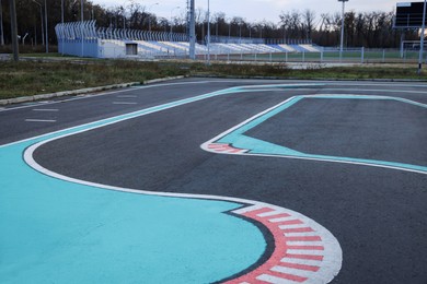 Photo of Driving school test track with marking lines for practice