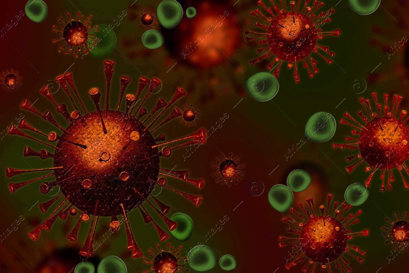 Illustration of  dangerous virus. Global pandemic outbreak