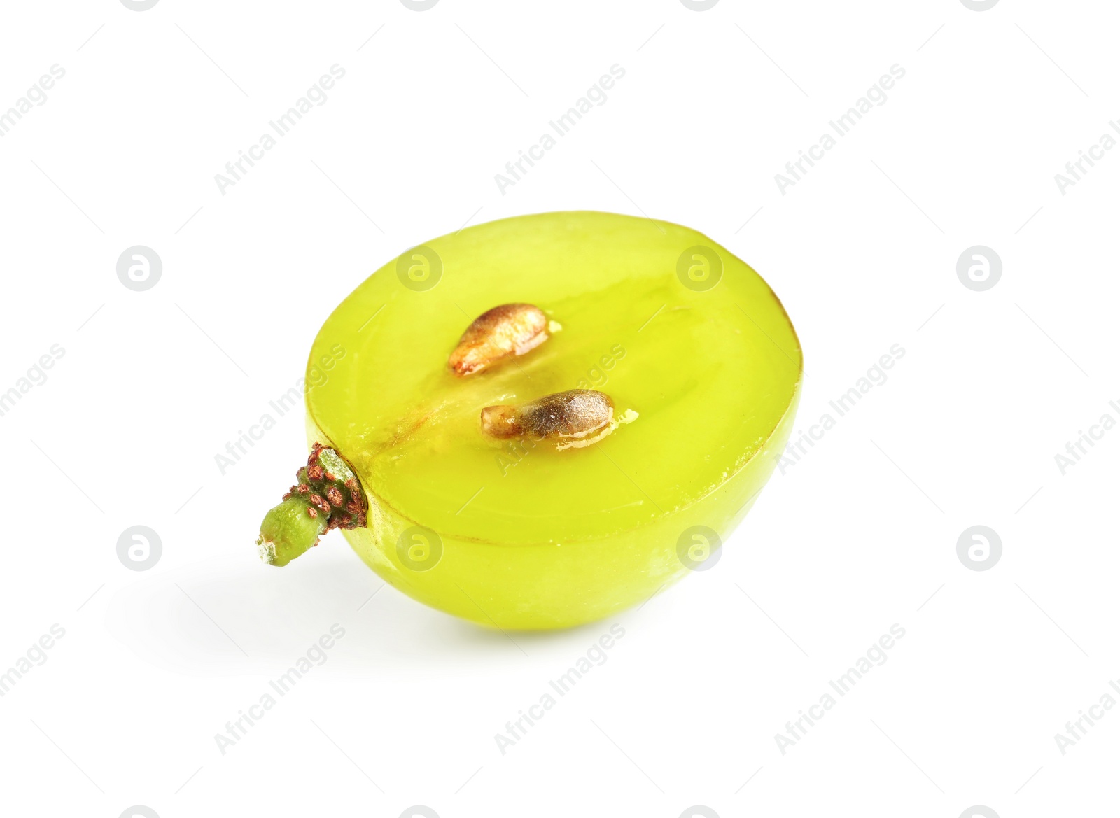 Photo of Half of delicious ripe green grape isolated on white