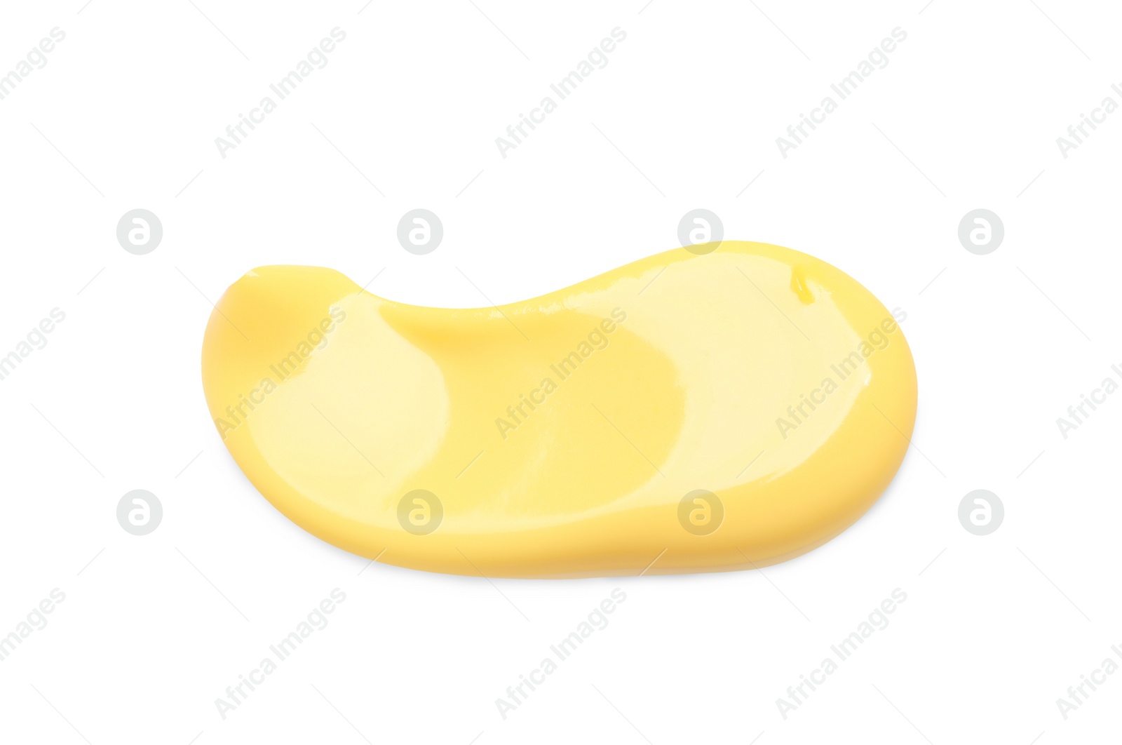 Photo of Delicious melted cheese isolated on white, top view