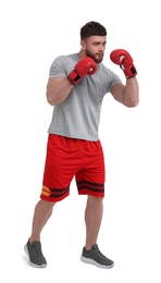 Photo of Man in boxing gloves on white background