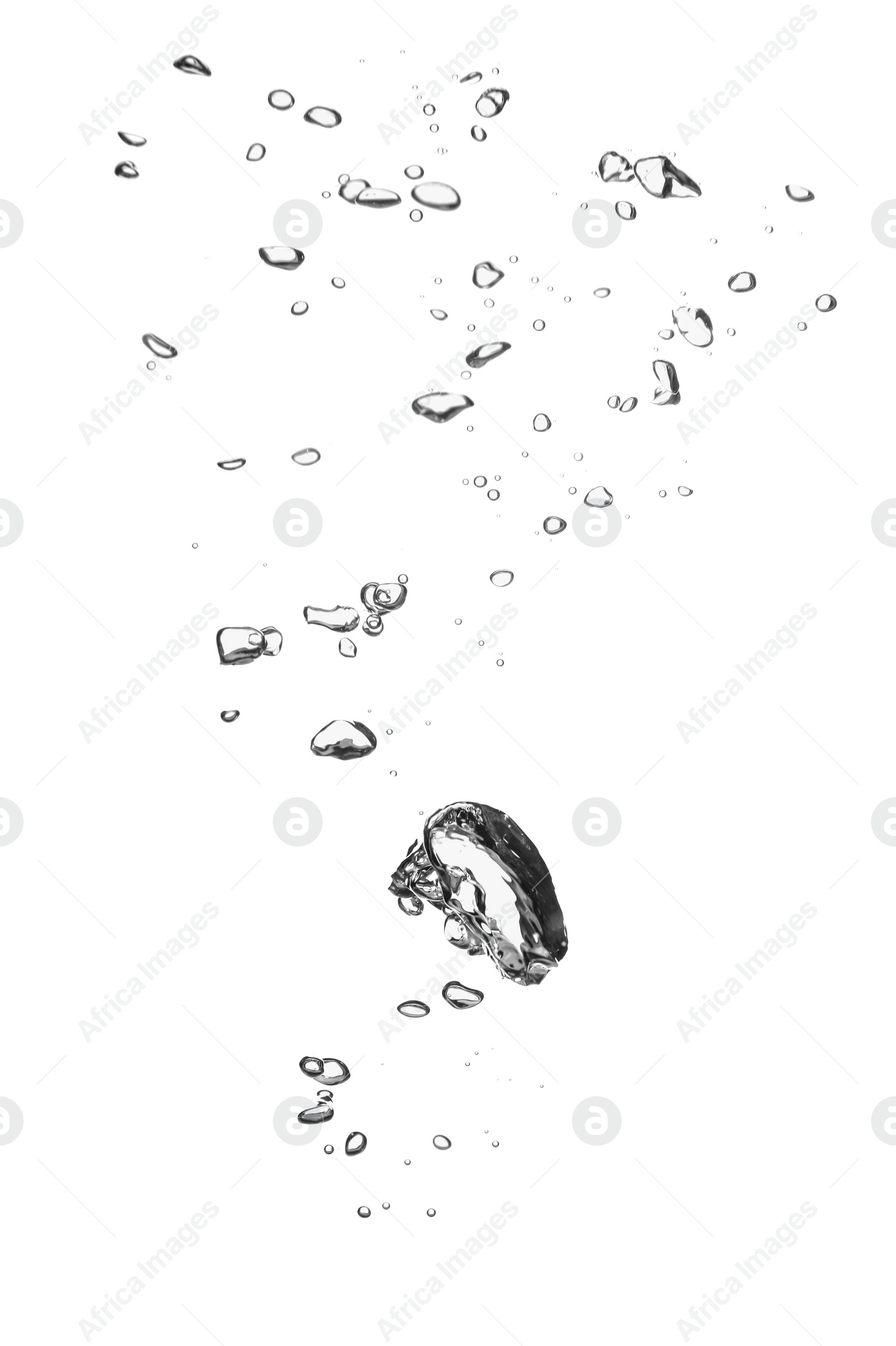 Photo of Air bubbles in water on white background